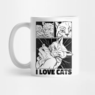 Cat bite comic Mug